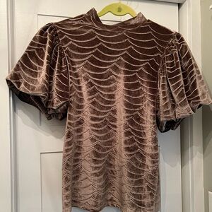 Velvet puff sleeve top